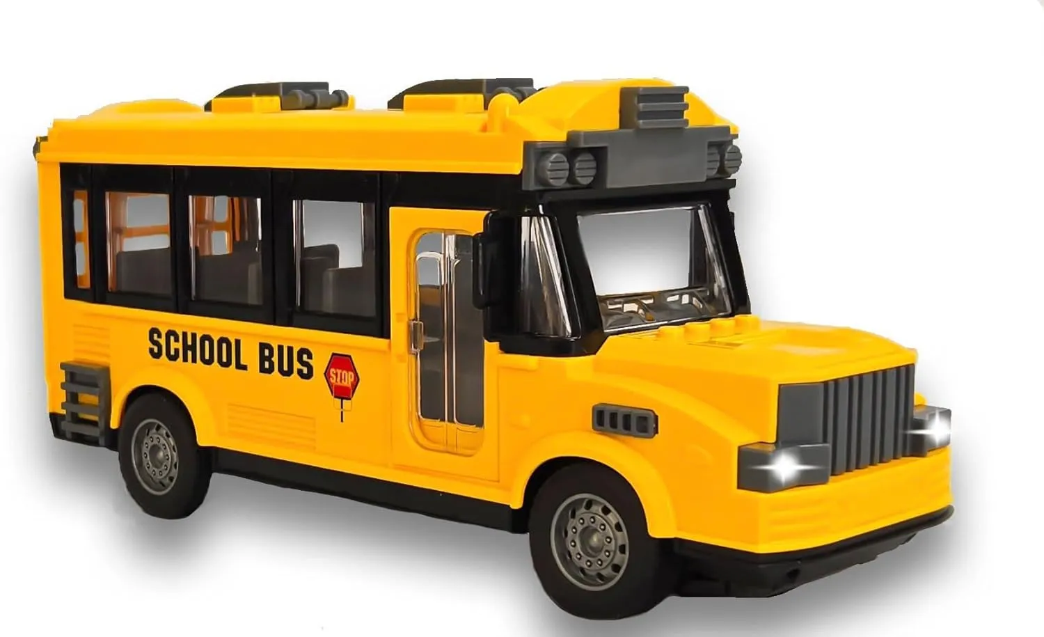 Remote Control School Bus for Boys Girls with LED Lights, 2.4G Opening Doors City Bus Toy RC Car Christmas Birthday Gift for Kids