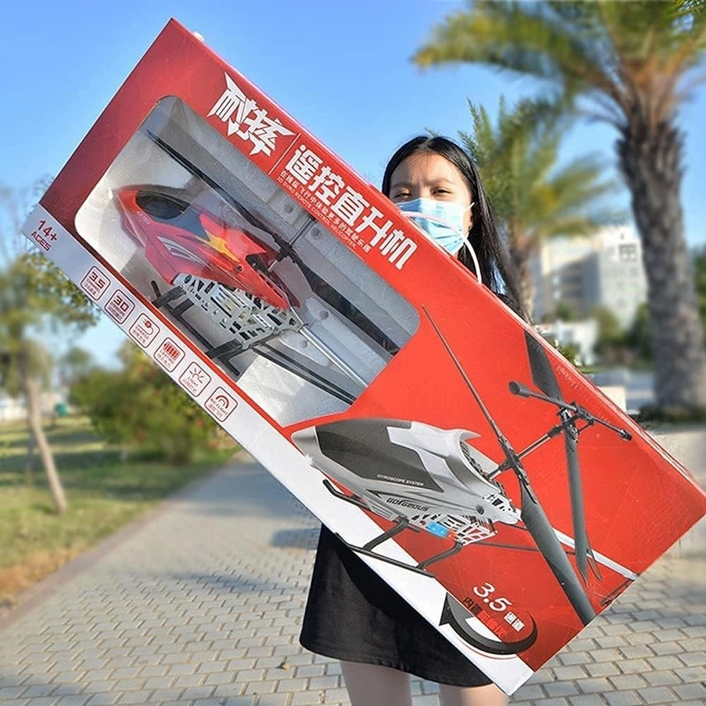 Remote Control Helicopter,30” Super Large Telecontrolled Aircraft 3.5 Channel Fall Resistant Helicopter Charging Toy Model with LED Light RC Toy Gift for Children