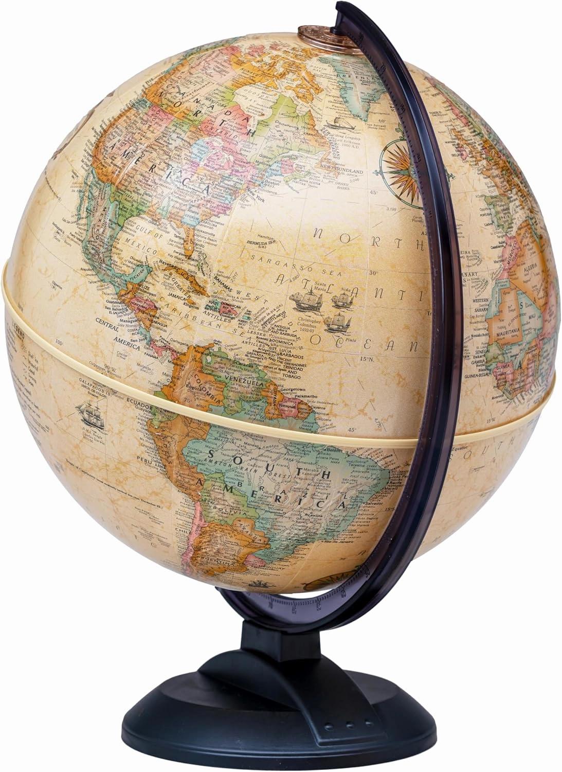 Replogle Easy Assemble 12" Brown Raised Relief Globe with Stand & Detailed Cartography for Kids & Classroom. Includes Political Borders, Lakes, Rivers & Canals. Made in USA