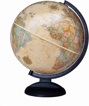 Replogle Easy Assemble 12" Brown Raised Relief Globe with Stand & Detailed Cartography for Kids & Classroom. Includes Political Borders, Lakes, Rivers & Canals. Made in USA
