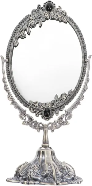 Retro Antique Makeup Mirror Double Sided Metal Tabletop Mirror with Stand Elegant Vintage Design for Bedroom Women and Makeup Artists Durable and Lightweight