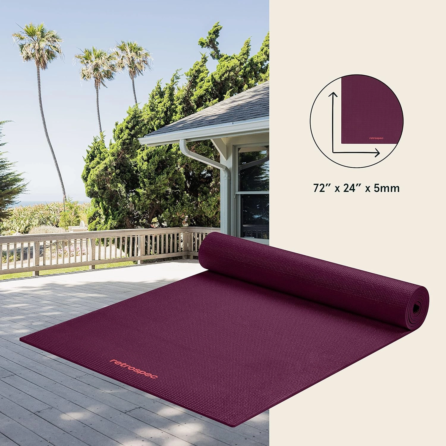 Retrospec Pismo Yoga Mat w/Nylon Strap for Men & Women - Non Slip Exercise Mat for Yoga, Pilates, Stretching, Floor & Fitness Workouts, .5mm Thick, Easy to Clean