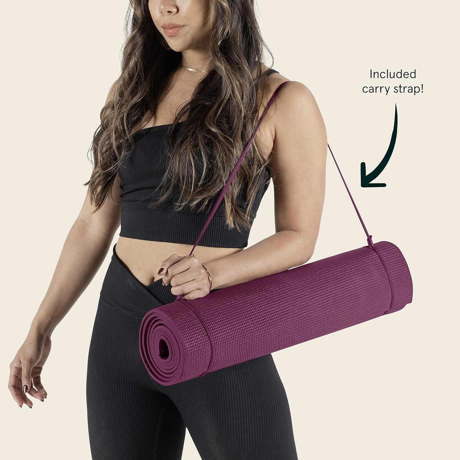 Retrospec Pismo Yoga Mat w/Nylon Strap for Men & Women - Non Slip Exercise Mat for Yoga, Pilates, Stretching, Floor & Fitness Workouts, .5mm Thick, Easy to Clean