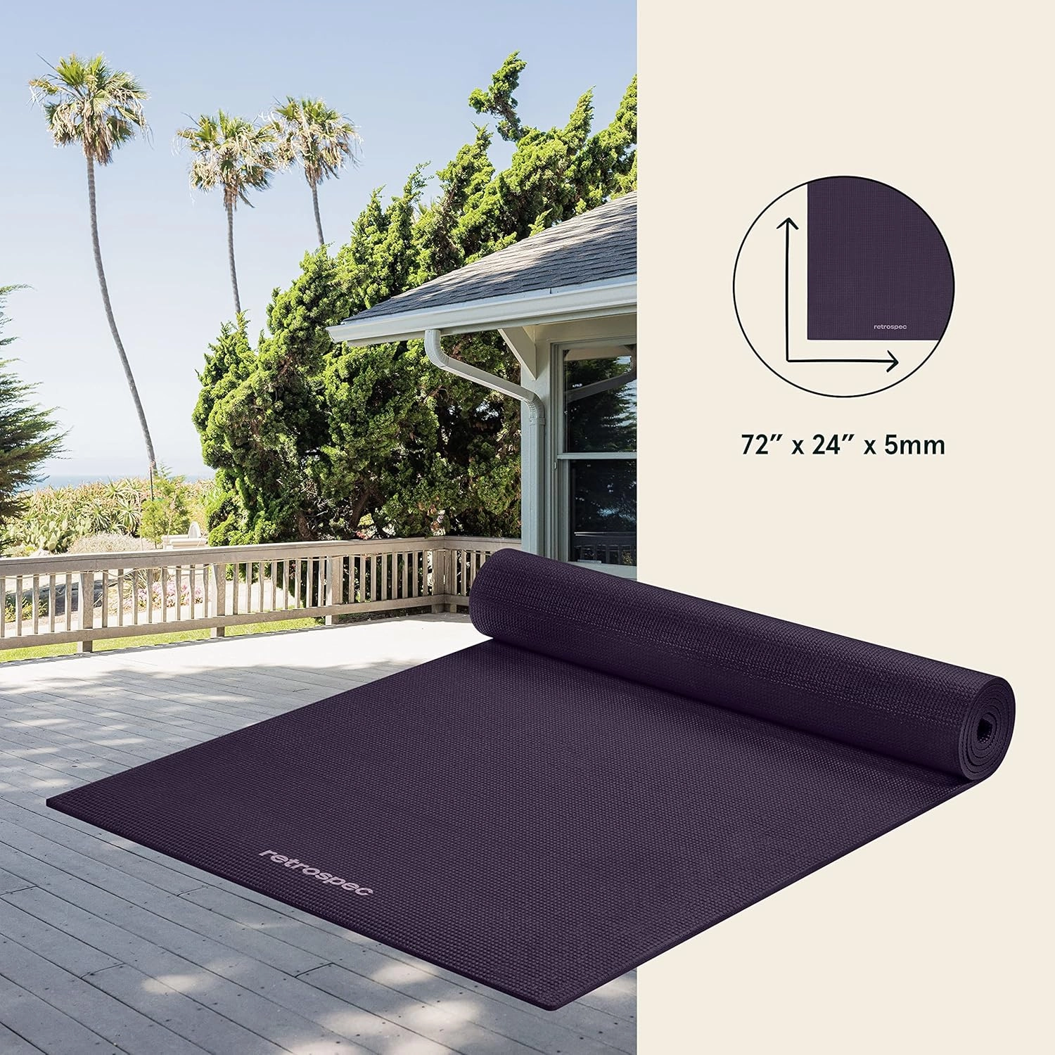 Retrospec Pismo Yoga Mat w/Nylon Strap for Men & Women - Non Slip Exercise Mat for Yoga, Pilates, Stretching, Floor & Fitness Workouts, .5mm Thick, Easy to Clean