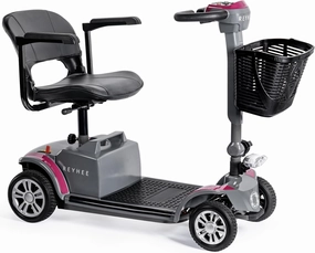 Reyhee Cruiser Powered Folding Mobility Scooters with Lengthened Legroom, 3.75MPH Max Speed & 15 Miles Range, 180W Electric Scooter for Adults Seniors with Height-Adjustable Seat (Purple)