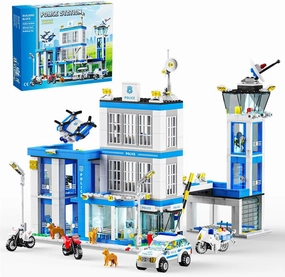 RiceBlock 833pcs City Police Station Building Sets, City Police Sets Toy Building Bricks Kit, Learning Roleplay STEM Police Toys Birthday for Kids Boys Aged 6-12
