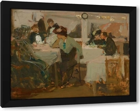 Richard E. Miller 47x36 Huge Black Modern Framed Art Print Titled: Café De Paris (Circa 1903-1908)