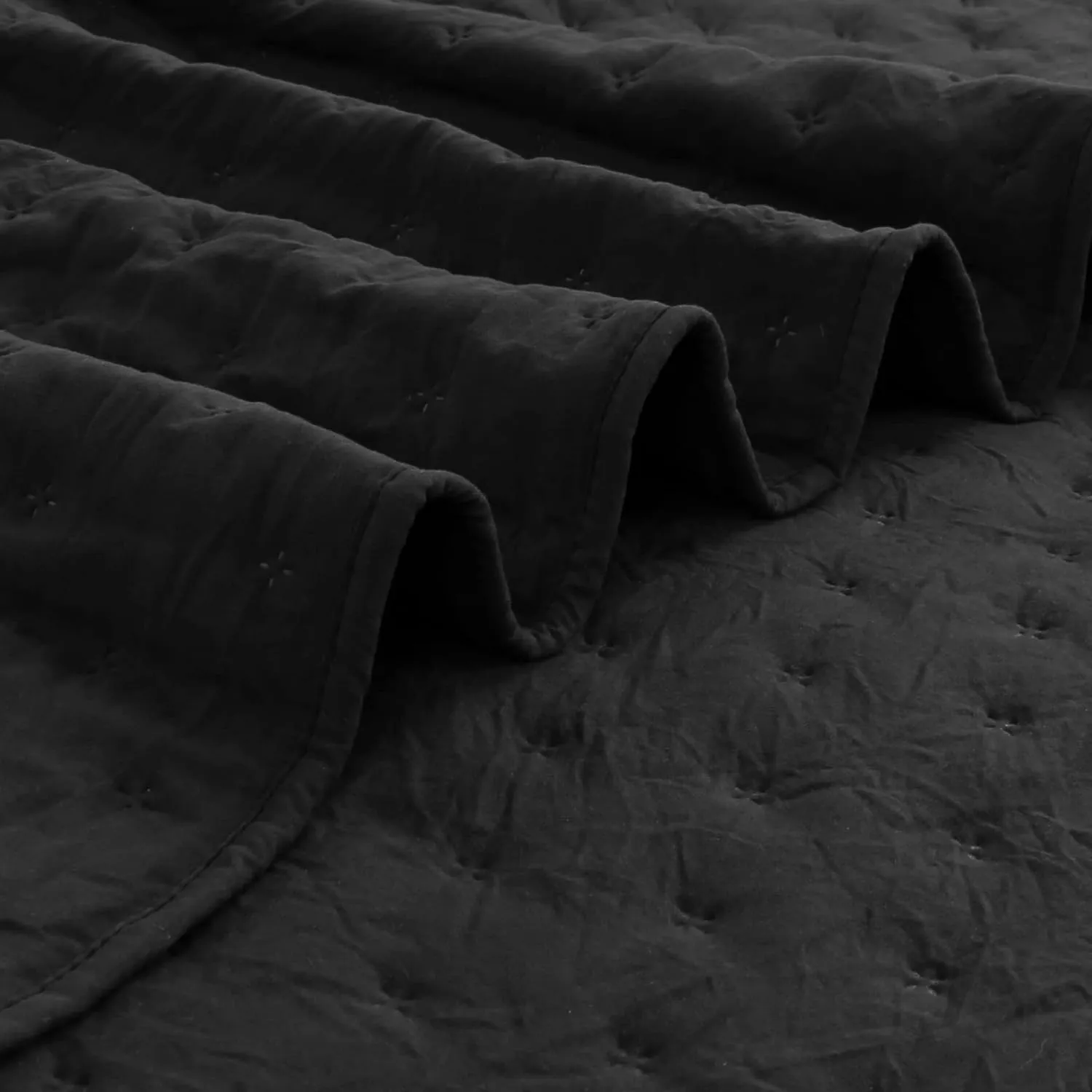 ROARINGWILD Black Twin Size Quilt Bedding Sets with Pillow Sham, Lightweight Soft Bedspread Coverlet, Quilted Blanket Thin Comforter Bed Cover, All Season, 2 Pieces, 68x90 inches
