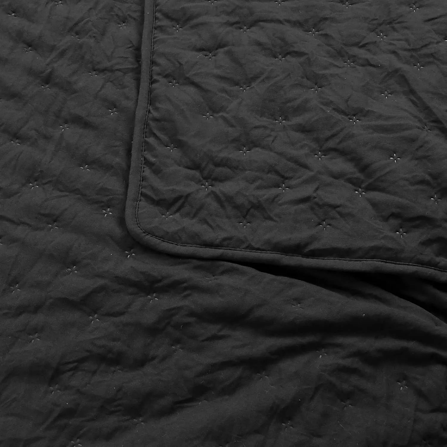 ROARINGWILD Black Twin Size Quilt Bedding Sets with Pillow Sham, Lightweight Soft Bedspread Coverlet, Quilted Blanket Thin Comforter Bed Cover, All Season, 2 Pieces, 68x90 inches