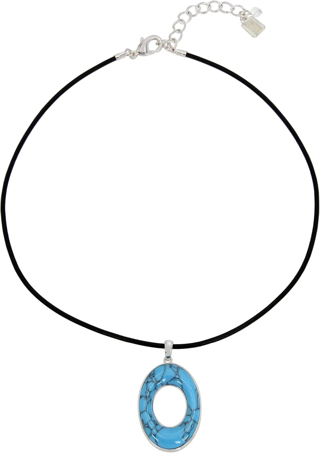 Robert Lee Morris Soho Womens Turquoise Pendant Leather Necklace, Turquoise/Silver