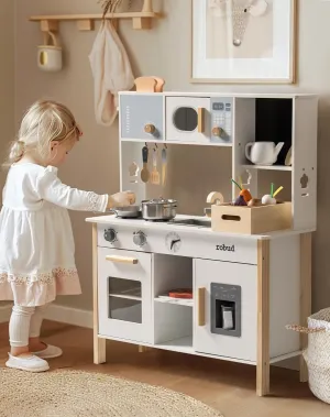 ROBUD Kids Play Kitchen - Wooden Toy Kitchen with Planting Box, Montessori Pretend Kitchen playset with Ice Maker and Pizza Oven for Toddlers 3-8