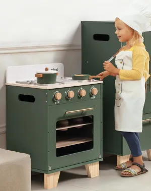 ROBUD Vintage Wooden Toy Kitchen Oven for Kids, Pretend Play Oven with Push-Pull Baking Tray, Realistic Sound Effects, Ideal Gift for 3  Years Old Grils and Boys