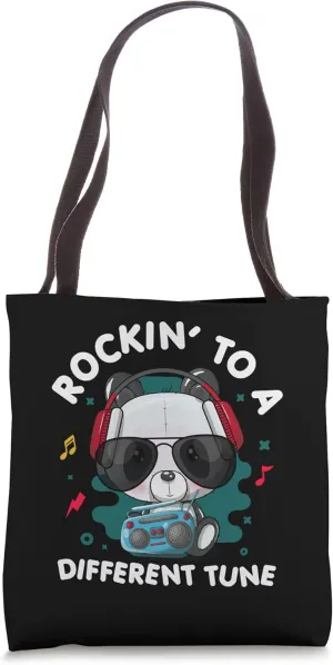 Rocking To A Different Tune Animal Panda Tote Bag