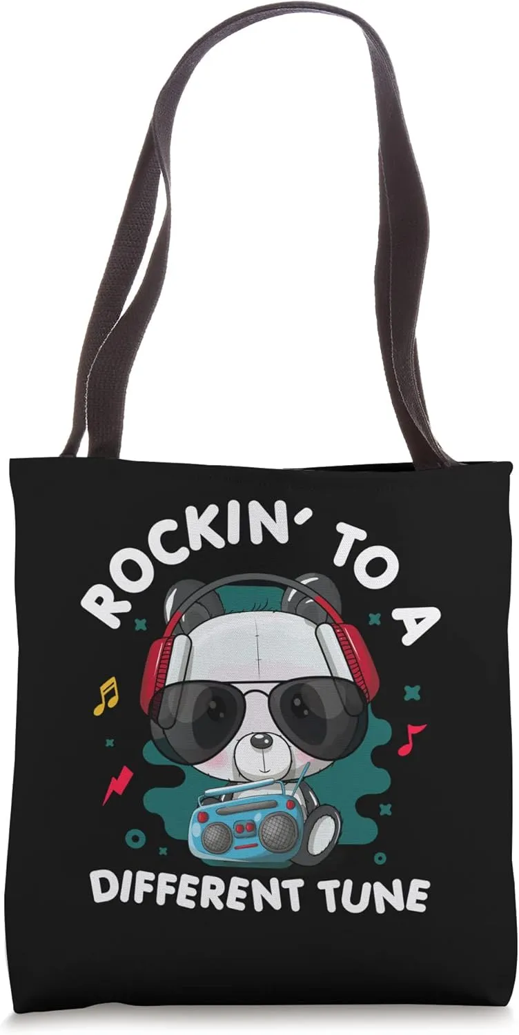 Rocking To A Different Tune Animal Panda Tote Bag