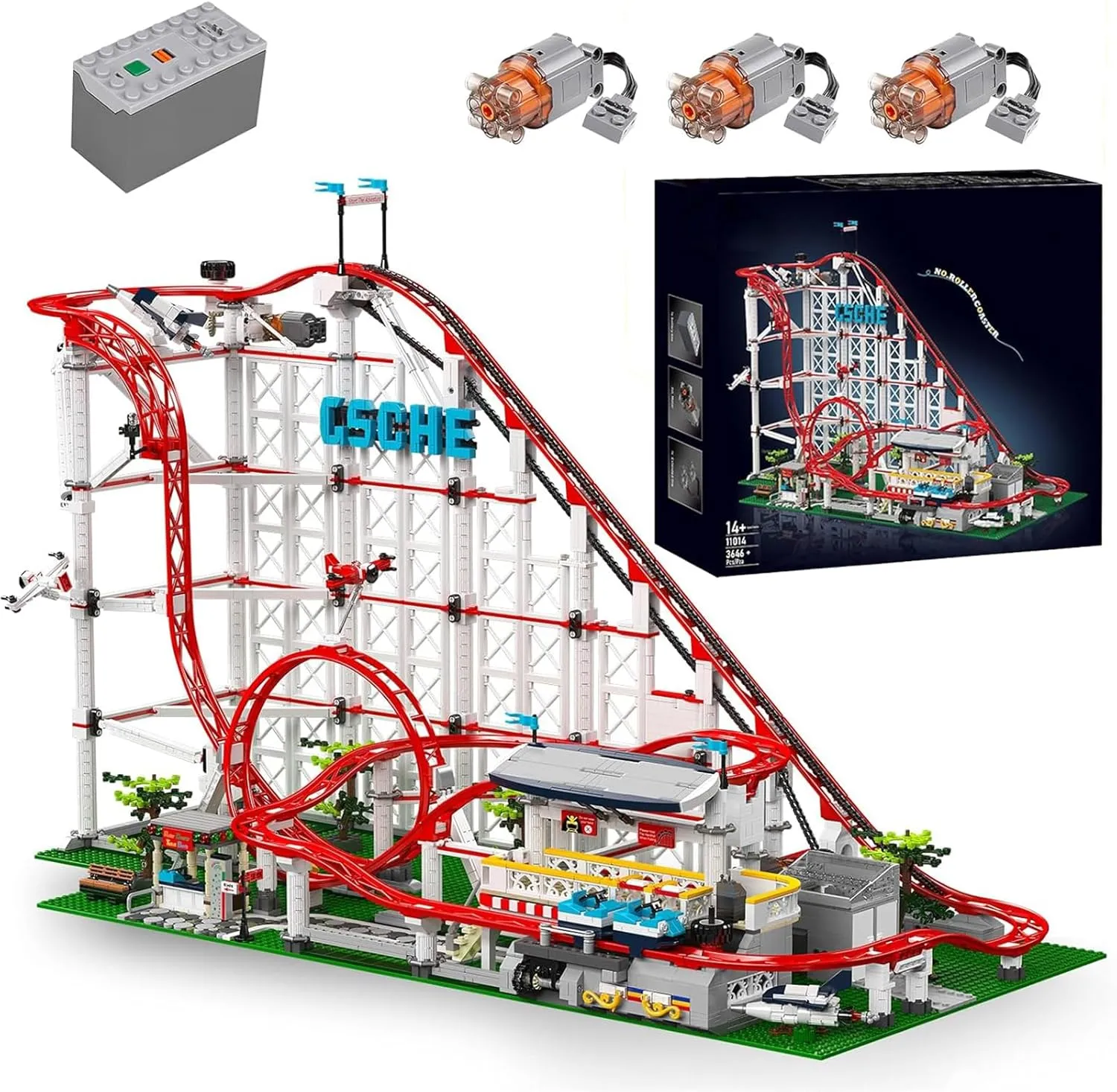Roller Coaster Building Set (3646 Pieces) - Moving Roller Coaster Engineering STEM Kit, Amusement Park Construction Blocks Toys, Building Blocks for Adults, Rollercoaster, Great Ideas