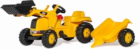 rolly toys CAT Construction Pedal Tractor: Front Loader Tractor with Detachable Trailer, Youth Ages 2.5  , Yellow
