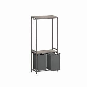 Rootz Laundry Basket with Coat Rack - Clothes Organizer - Storage Solution - Space-Saving Design - 73cm x 33cm x 177cm