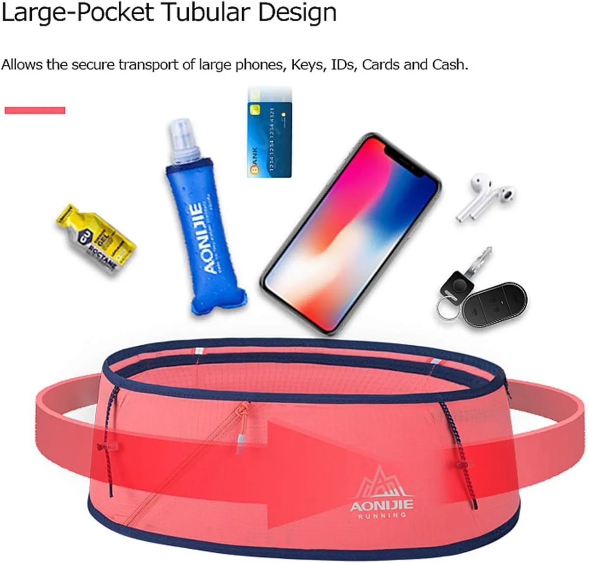 Running Pouch Belt Waist Pack Fanny Bag with 250ml Soft Water Bottle, Bounce Free Fashion Workout Jogging Travelling Money Pocket Belt for Women (Yellow, M/L)
