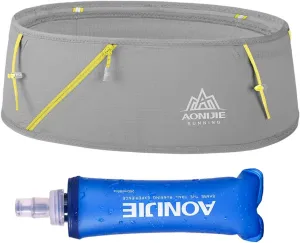 Running Pouch Belt Waist Pack Fanny Bag with 250ml Soft Water Bottle, Bounce Free Fashion Workout Jogging Travelling Money Pocket Belt for Women (Yellow, M/L)