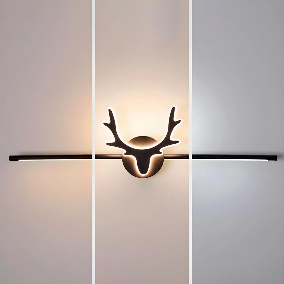 RUNNUP 3 Light Bathroom Vanity Light Fixture Black Wall Sconce Lighting Rustic Deer LED Farmhouse Light for Bathroom Dressing Table, 16" Third Gear Dimming