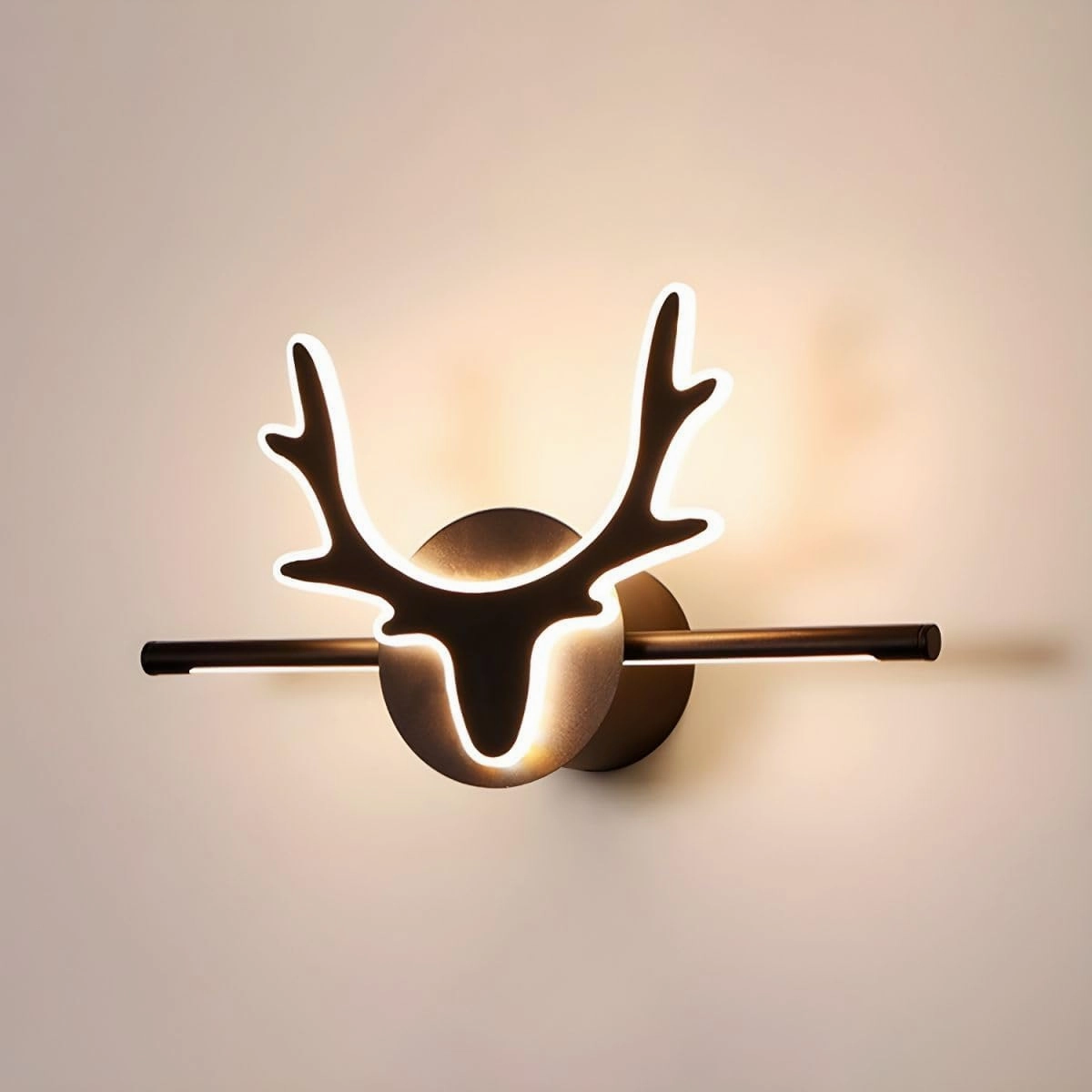 RUNNUP 3 Light Bathroom Vanity Light Fixture Black Wall Sconce Lighting Rustic Deer LED Farmhouse Light for Bathroom Dressing Table, 16" Third Gear Dimming