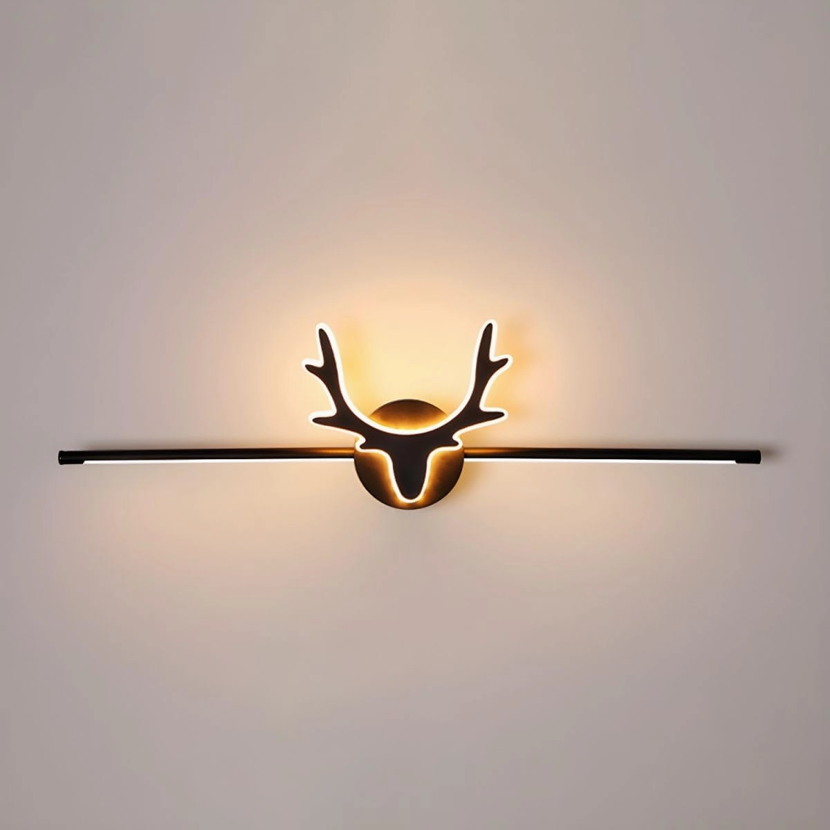 RUNNUP 3 Light Bathroom Vanity Light Fixture Black Wall Sconce Lighting Rustic Deer LED Farmhouse Light for Bathroom Dressing Table, 16" Third Gear Dimming