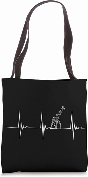 Safari Giraffe Lover Heartbeat EKG Pulse Camelopard Ruminant Tote Bag