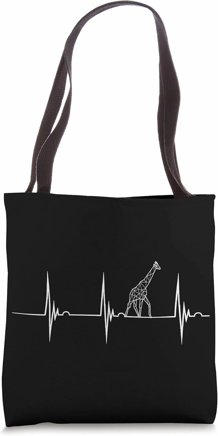 Safari Giraffe Lover Heartbeat EKG Pulse Camelopard Ruminant Tote Bag