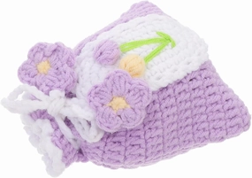 SAFIGLE Crochet flower fruit purse Knitted small Bag Purple Tulips Storage Bag drawstring small coin pouch Knitting Woven Wallet crochet wallet for