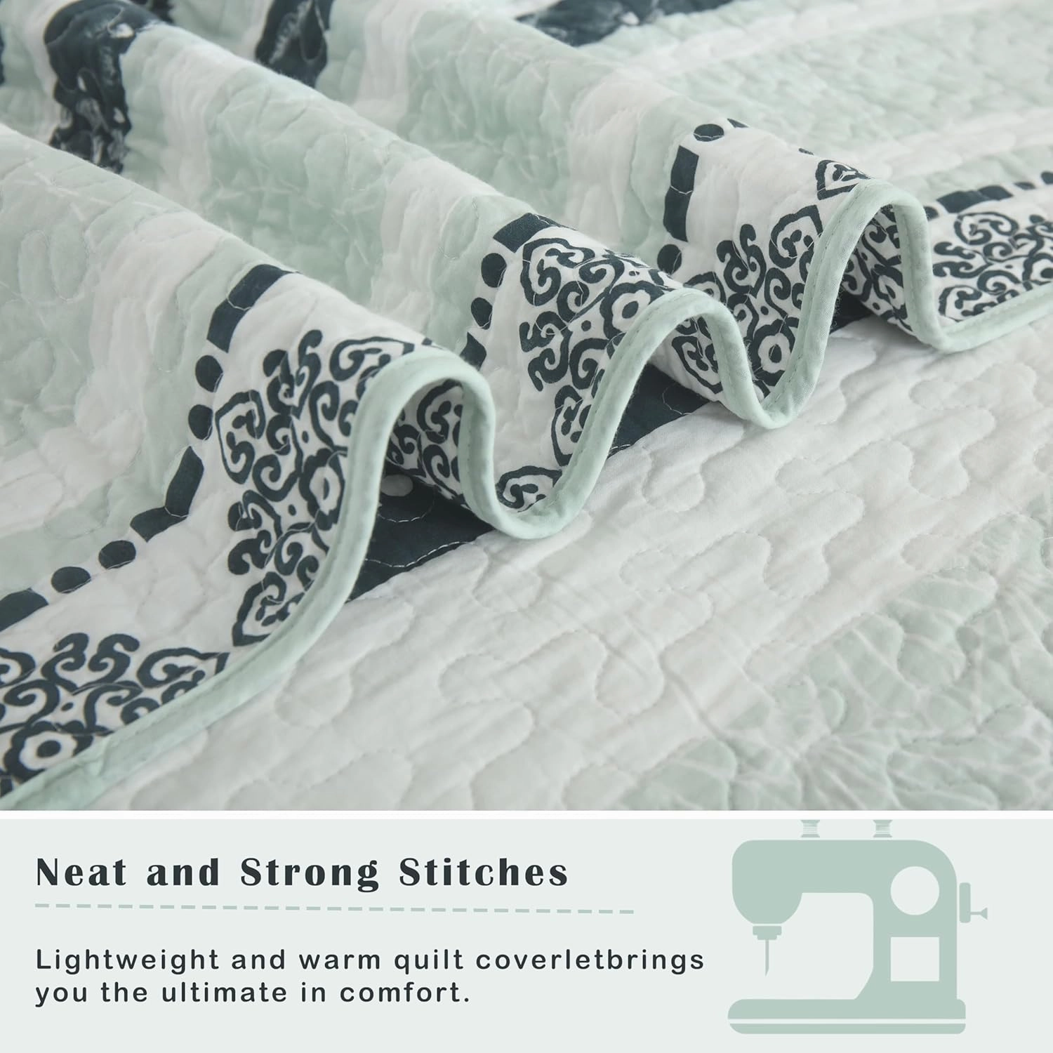 Sage Green Comforter King, Cotton King Quilt Bedding Set, Striped Pattern Bed Set, Sage Green Quilt King, Lightweight Reversible Coverlet All Season
