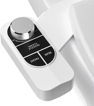SAMODRA Non-Electric Bidet - Self Cleaning Dual Nozzle (Frontal and Rear Wash) Fresh Water Bidet Toilet Seat Attachment with Independent Adjustable Water Pressure (Classic Silver)