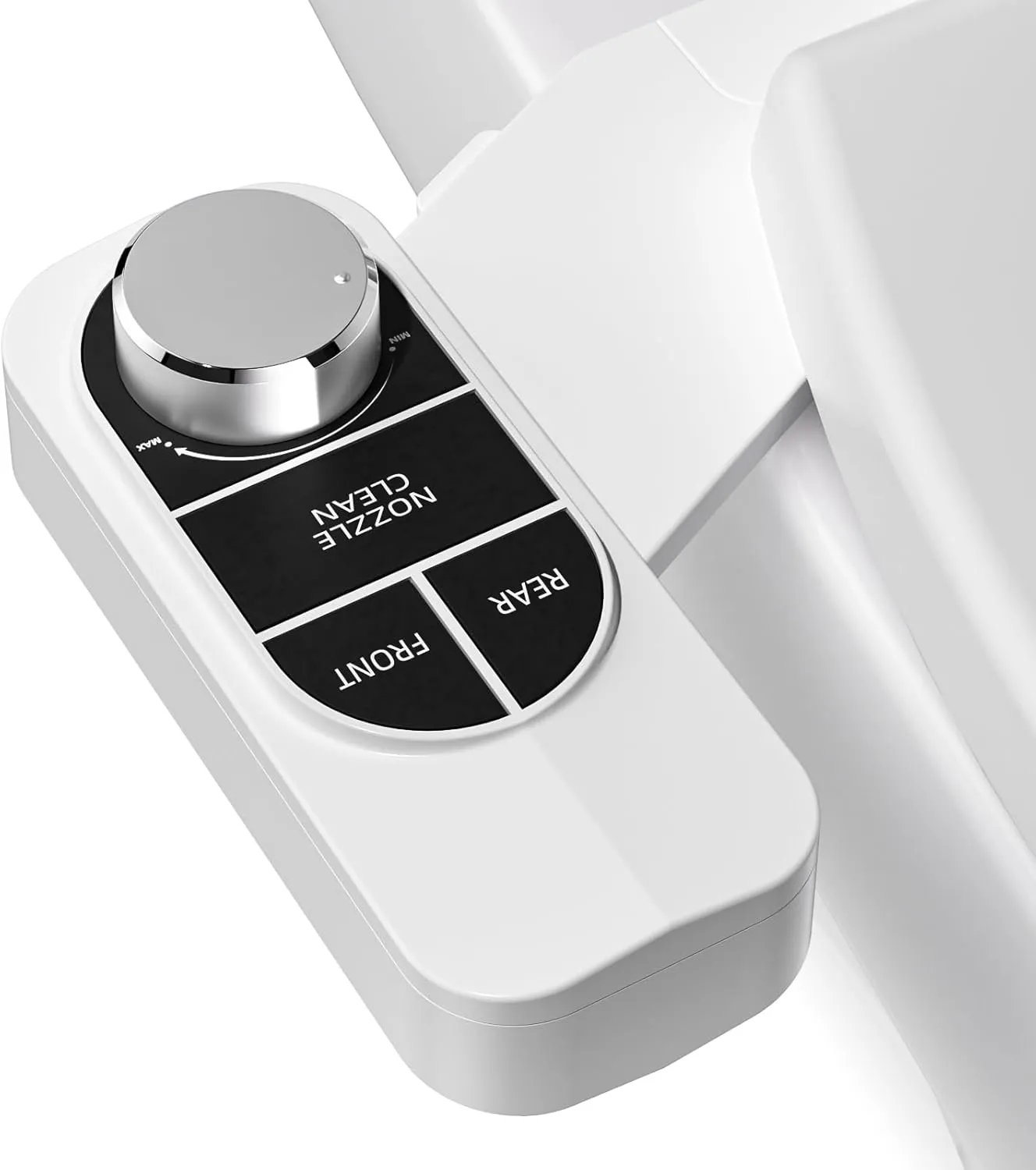 SAMODRA Non-Electric Bidet - Self Cleaning Dual Nozzle (Frontal and Rear Wash) Fresh Water Bidet Toilet Seat Attachment with Independent Adjustable Water Pressure (Classic Silver)