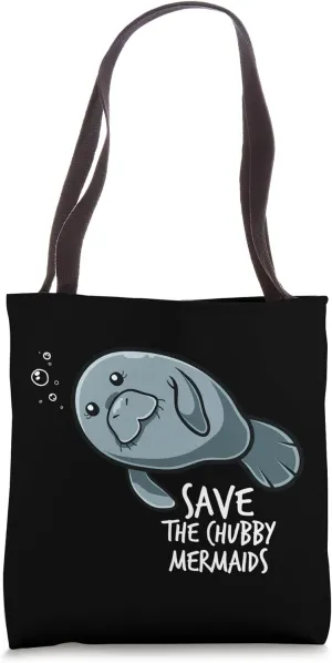 Save The Chubby Mermaid Sea Animal Flaoty Potato Manatee Tote Bag