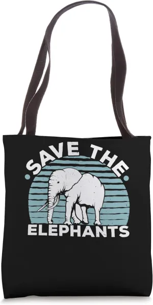 Save The Elephants Wildlife Animal Zafari Zookeeper Tote Bag
