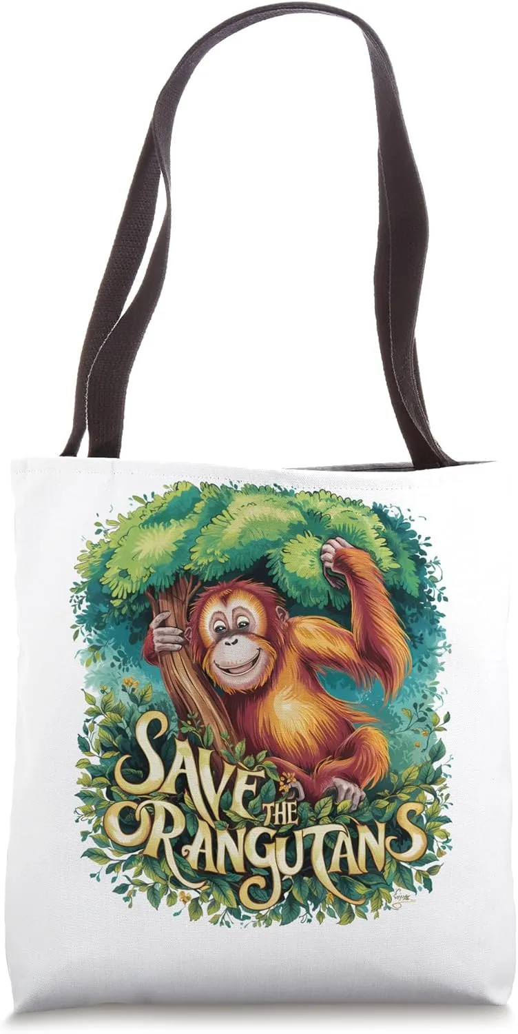 Save the Orangutans Animal Conservation Primate Wildlife Tote Bag