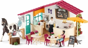 Schleich Horse Club 66-piece Horse Rider Café Playset with Horse Toy and Horse Accessories for Kids Ages 5-12