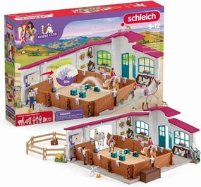 Schleich Horse Club Peppertree Riding Arena 179-Piece Horse Playset with Riding Arena Stable Set, 2 Horses, 3 Horse Rider Figurines and Horse Toys for Girls & Boys Ages 5 , 42639