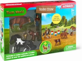 Schleich Rodeo Show 42-Piece Playset with Cowboy & Cowgirl Toys, Barrel Racing, Western Riding & Calf-Roping