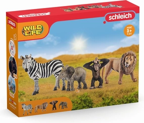 Schleich Wild Life - 4 PC Safari Animals Figurines Set with Panther, Monkey, Giraffe, Hippo Toys - Realistic African Animal Figures Playset for Boys and Girls - Educational Toys for Kids Ages 3 