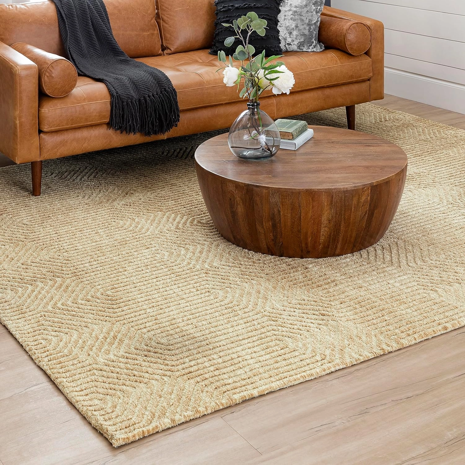 Scott Living by Drew & Jonathan Lost City Modern Geometric Stripe Khaki 8' x 10' Area Rug Perfect for Living Room, Dining Room, Office