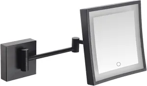 Screen Touch Dimming Makeup Mirror with Lights and 3X Magnification Square LED Wall Mounted Bathroom Vanity Mirror Rotable Extendable Shaving Mirror Gold Hardwired (Color : Black Size : Hardwir ( Colo