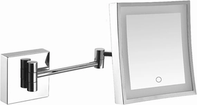 Screen Touch Dimming Makeup Mirror with Lights And 3X Magnification, Square LED Wall Mounted Bathroom Vanity Mirror, Rotable Extendable Shaving Mirror,Gold,Hardwired ( Color : Silver , Size : USB )