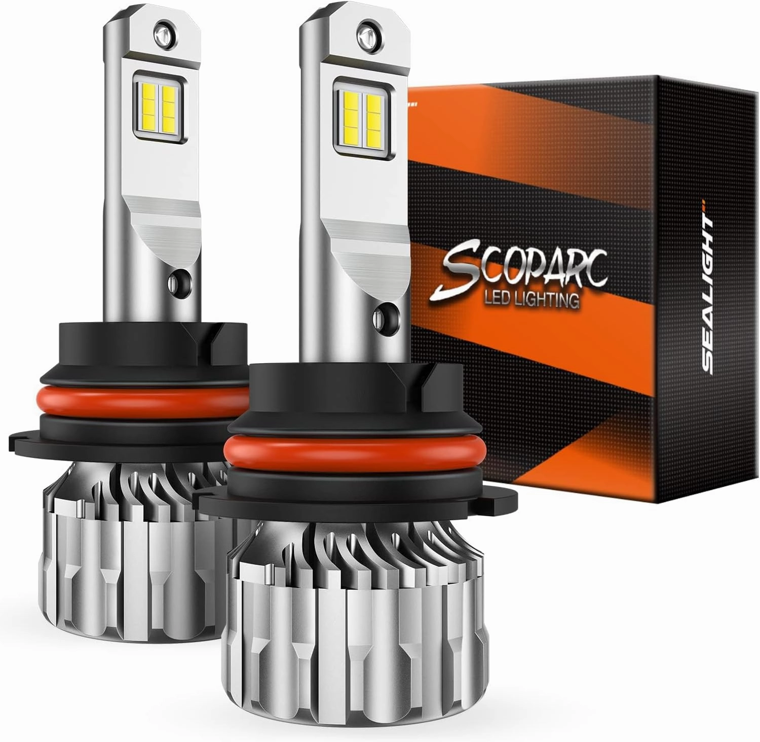 SEALIGHT 9004 Bulbs 36000LM Brighter, 6500K Xeon White S6 9004 Driving Lights, 60000  Ultra-long Life HB1 Dual Bulbs with Fan, 5 Min Plug-N-Play, Driving Fog Spot Light Assemblies, Pack of 2