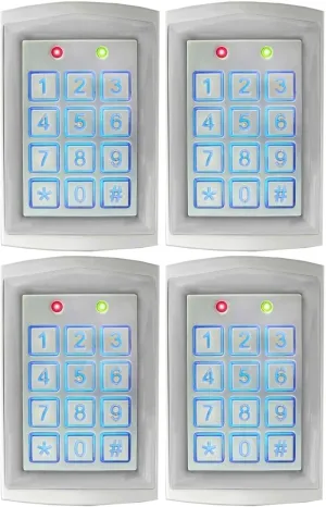 Seco-Larm SK-1323-SDQ Pack of 4 Enforcer Sealed Housing Weatherproof Stand-Alone Digital Access Keypads; 12-24 VAC/VDC Operation; 2 Multi-Colored Status LEDs; Backlit Keys