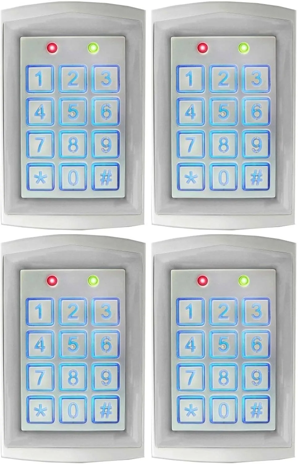 Seco-Larm SK-1323-SDQ Pack of 4 Enforcer Sealed Housing Weatherproof Stand-Alone Digital Access Keypads; 12-24 VAC/VDC Operation; 2 Multi-Colored Status LEDs; Backlit Keys