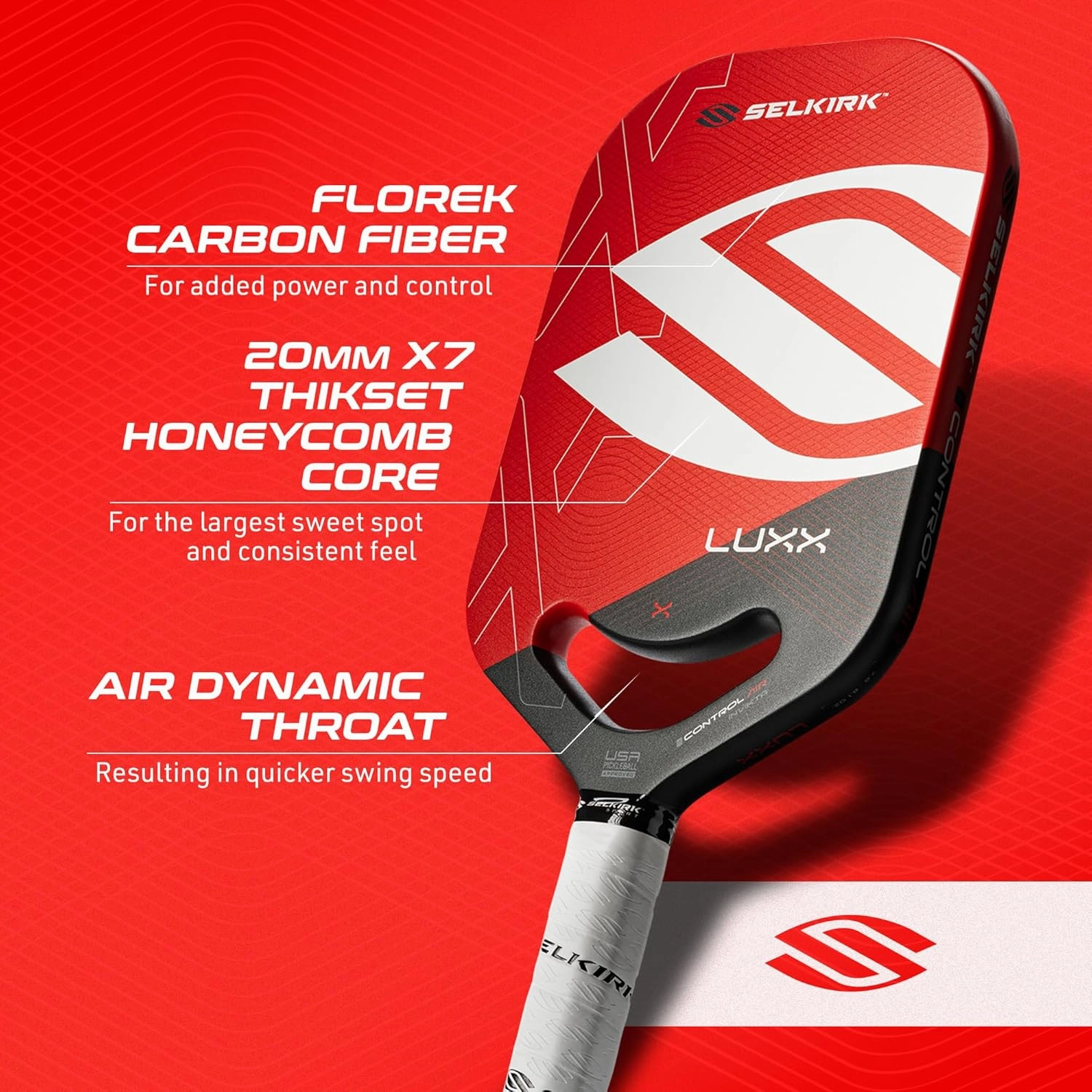 Selkirk LUXX Control Pickleball Paddle | Carbon Fiber Paddle with Polypropylene X7 Core | Designed for Unmatched Control and Added Power