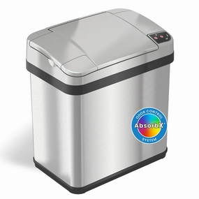 Sensor Garbage Can with AbsorbX Odor Filter and Fragrance, Touchless Automatic Trash Bin, Perfect for Bathroom and Office, Stainless Steel, 2.5 Gallon