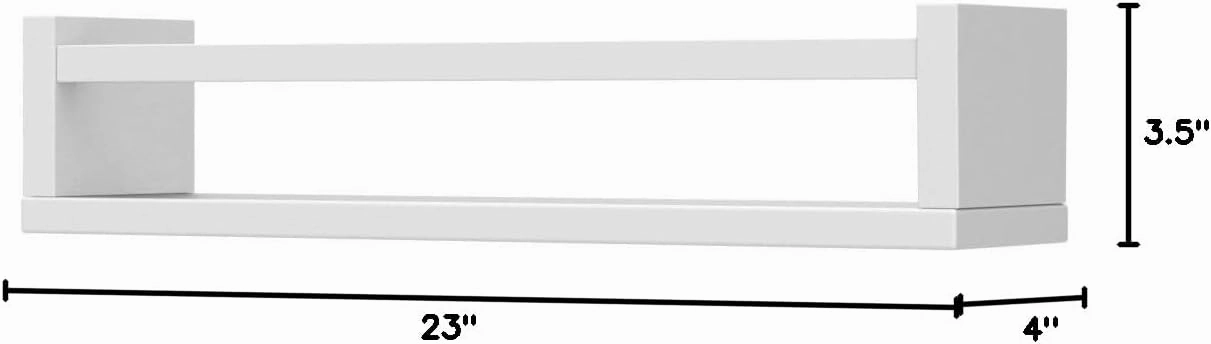 Set of 4 Wall-Mounted Kid's Bookshelf - White Floating Nursery Book Shelves - Durable Wood Construction - Ideal for Nursery Decor, Kids Room, Toy Storage