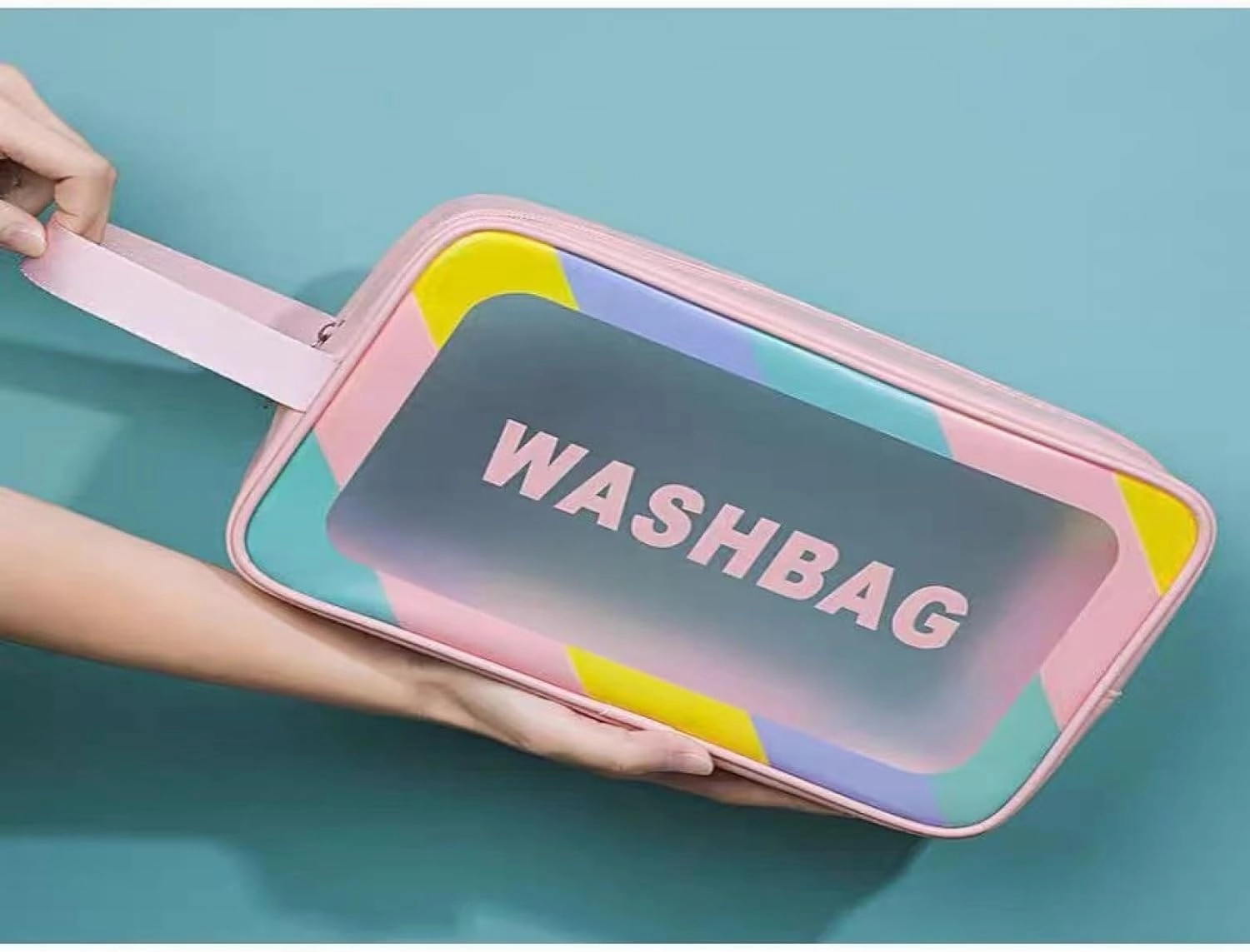Set of 4 Women's Multifunctional Cosmetic Bags with a large capacity for travel and storage of makeup brushes and toiletries. It has a wet and dry separation design