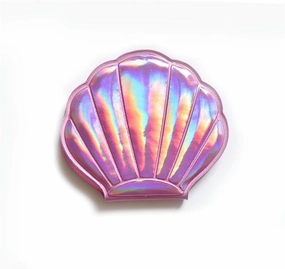 Shell Shape Makeup Mirror 2X Magnifying Mirror Portable Makeup Vanity Foldable Laser Pocket Mirror Cosmetic Hand Compact (Color : Plum) (Pink)
